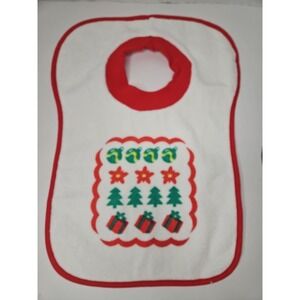 Vintage Terry Cloth Baby Bib Dee Givens & Co Christmas Pullover Tree Gift Cotton